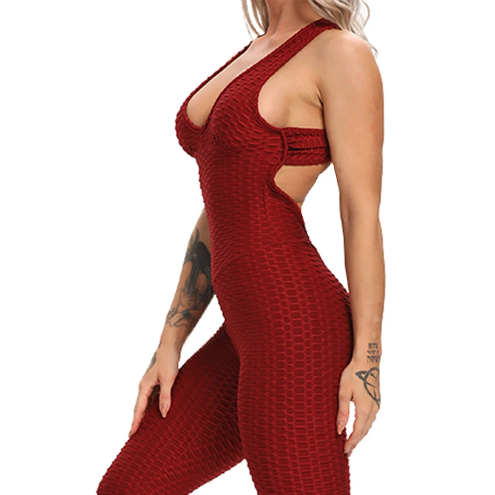 Women Halter Yoga Set Black Activewear sexy bandage sleeveless Jumpsuit skinny rompers solid elastic bodycon fitness Sport Suits yoga set,sports set,sportswear set,fitness set,fitness jumpsuit,fitness one piece wear