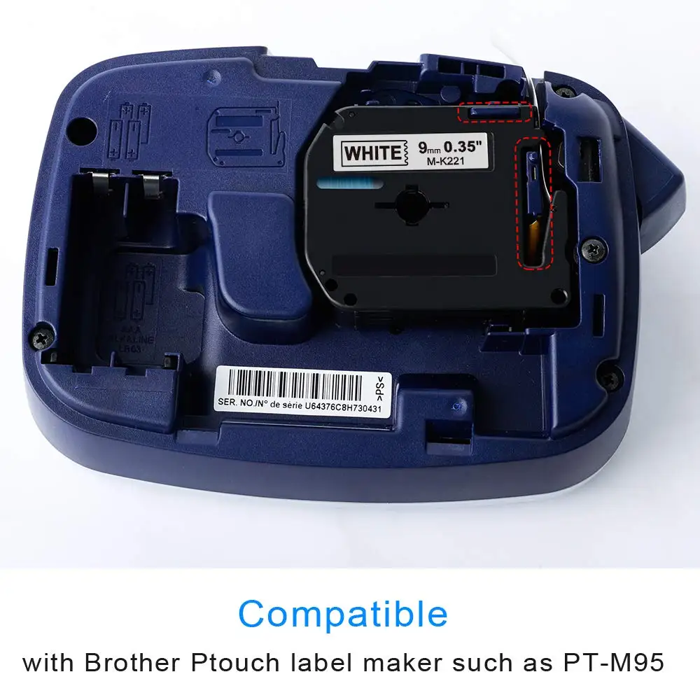 1PC 9mm * 8m mk-521 파란색 라벨 테이프 Brother p-touch 라벨 프린터 리본 M-K521 mk521 MK521 mk521 MK521 MK-521 호환