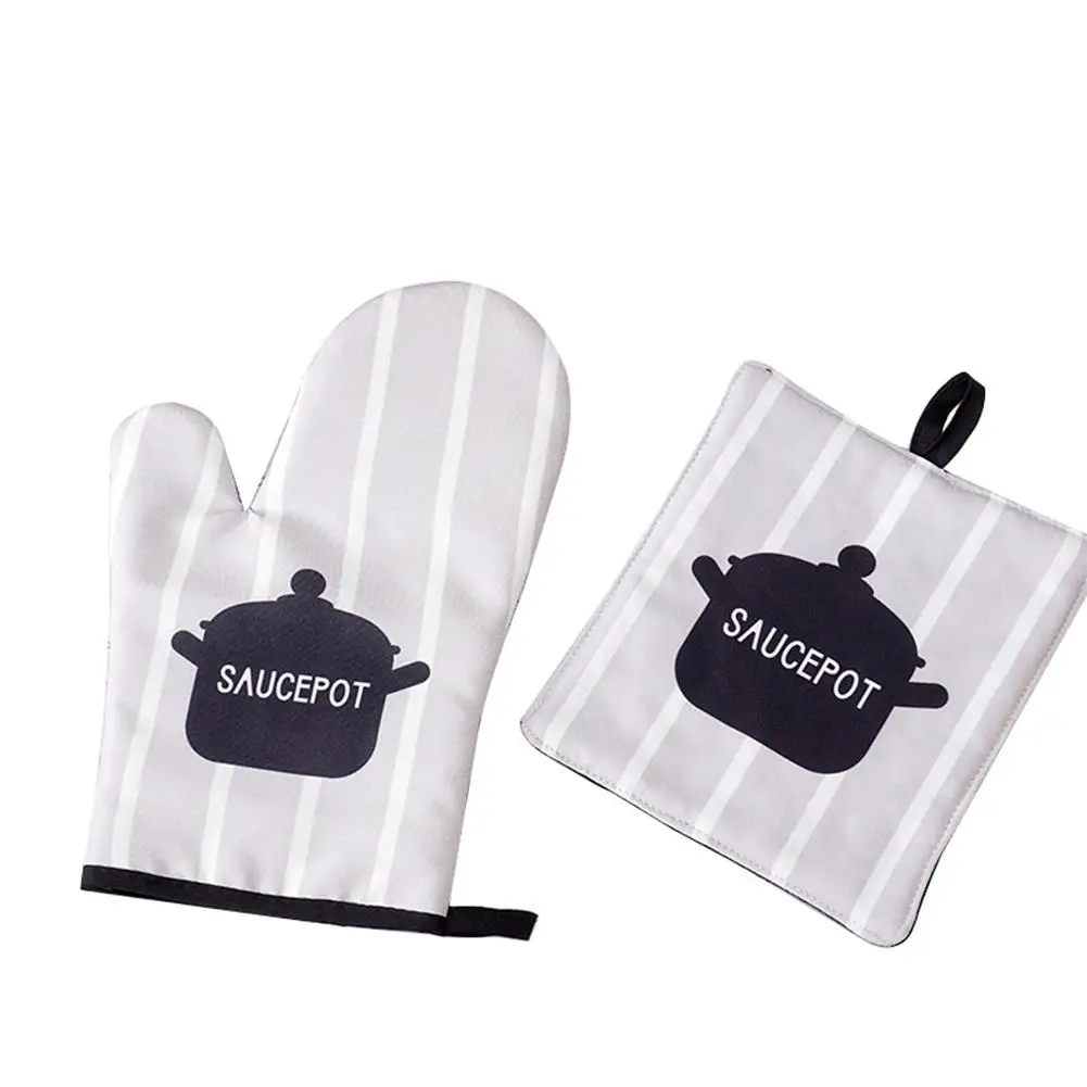 

2Pcs New Cotton Oven Glove Heatproof Microwave Oven Mitten Kitchen Cooking Thicken Gloves Microondas Insulated Non-slip Gloves