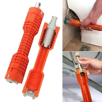 

Double Head Faucet Wrench Orange Tool Durable Plastic and Aluminum Practical Multifunctional Faucet and Sink Installer