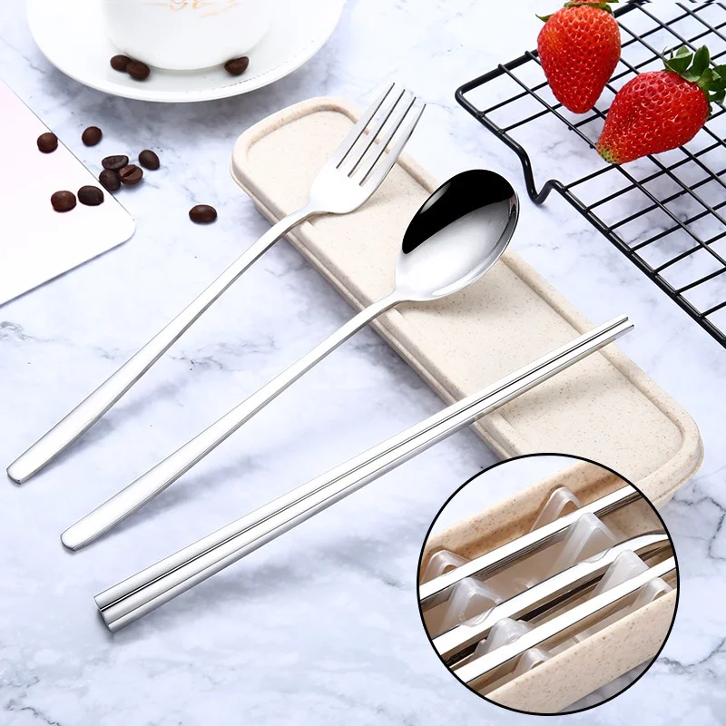 Dinnerware Set Mirror Tableware Stainless Steel Dinner Knife Fork Dessert Scoops Kitchen Accessoy with Box For Student Outdoor - Цвет: S1