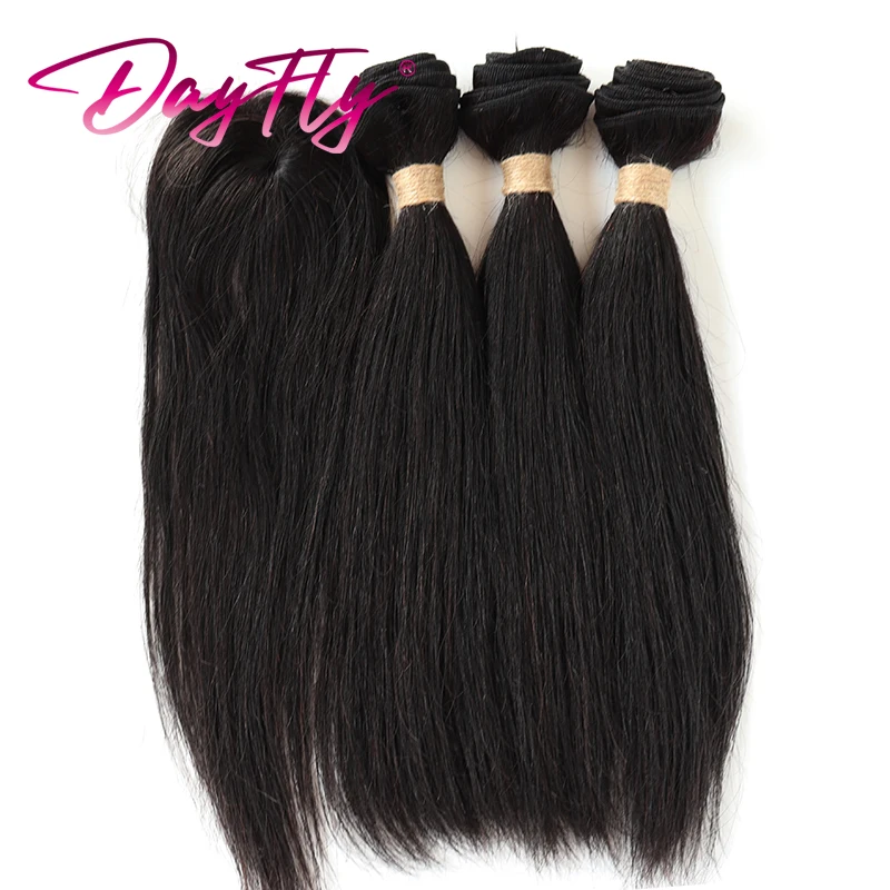 Short Straight Bundles With Closure 100% Human Hair Brazilian Hair Bundles With Cheap Closure Natural Hair Extensions Human Hair