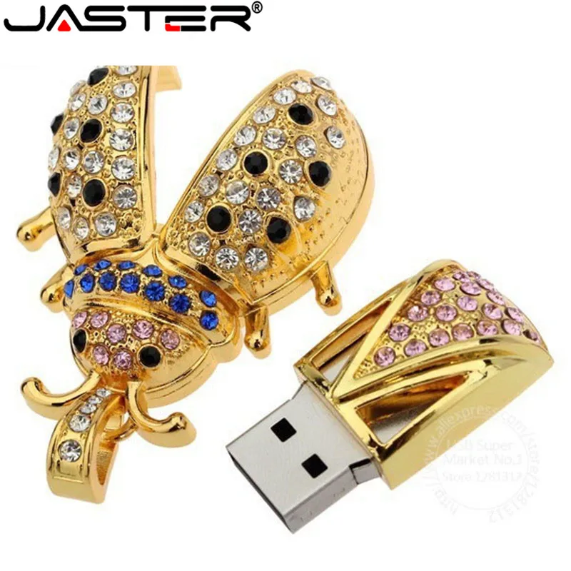 JASTER креативный модный металлический флеш-накопитель Beetle usb фактическая емкость флеш-карты медный ключ usb 2,0 64 ГБ 32 ГБ 16 ГБ 8 ГБ 4 ГБ