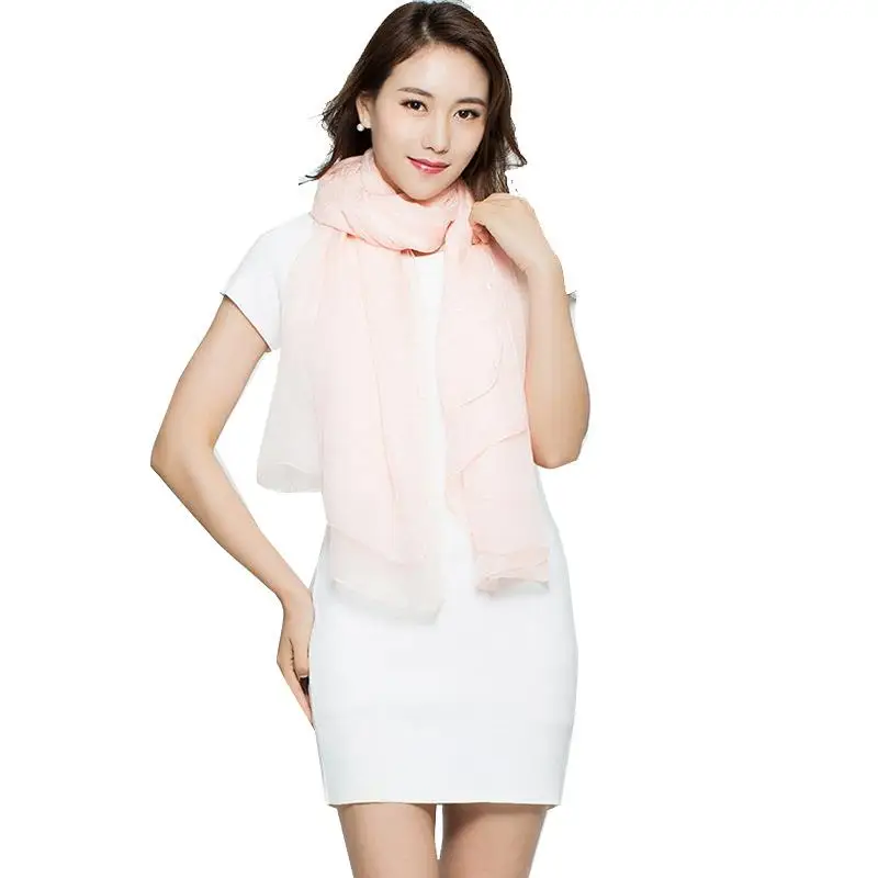 Long Scarf Summer Wrap Scarf Ladies Green Scarf Shawl Top Grade Brand Scarves Simple Plain Chiffon Head Scarf Womens Warm Scarve 2