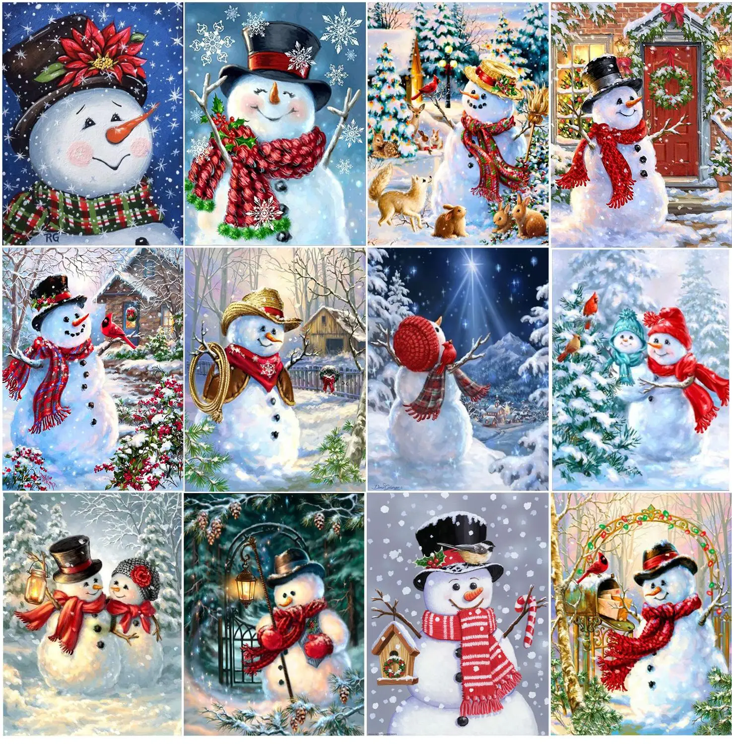 

New Arrival 5D Full Square Diamond Painting Mosaic Handmade Winter Snowman Cross Stitch Diamond Diamants Embroidery Christmas