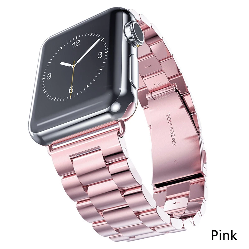 Браслет из нержавеющей стали для Apple Watch 5, 38 мм, 42 мм, 40 мм, 44 мм, iWatch series, ремешок из нержавеющей стали, модный металлический браслет 5, 4, 3, 2, 1 - Цвет ремешка: rose pink