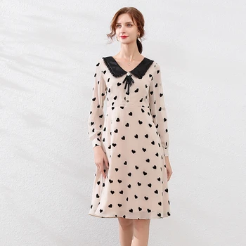

Office Dresses For Ladies 2020 Plus Size 5XL 4XL 3XXL Khaki Long Sleeve A Line Casual Floral French Omighty Spring Dresses 2020