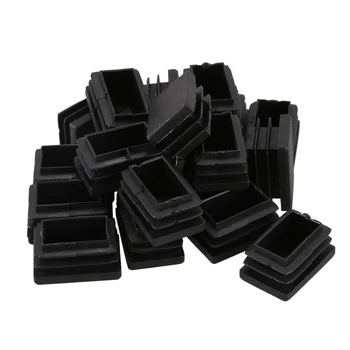 20 pcs Plastic Rectangular End Cap 30mm x 20mm Threaded Pipe Tube Insert Rubber feet 40 pcs black rubber chair table feet pipe tube tubing end caps 14mm