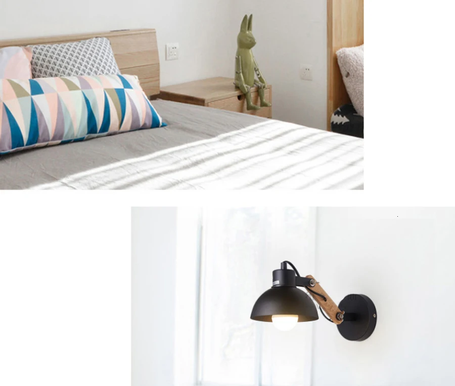 Настенный светильник скандинавские светодиодные бревна простой современный креативный японский стиль из цельного дерева, прохода, балкона, гостиной, маленькой кровати, лампа