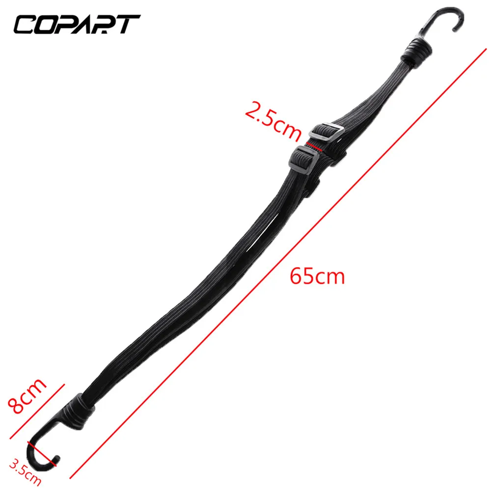 65CM 2 Hooks Universal Motorcycle Helmet Straps Strength Retractable Helmet Fuel Tank Luggage Elastic Rope Fixed Strap Net Belt