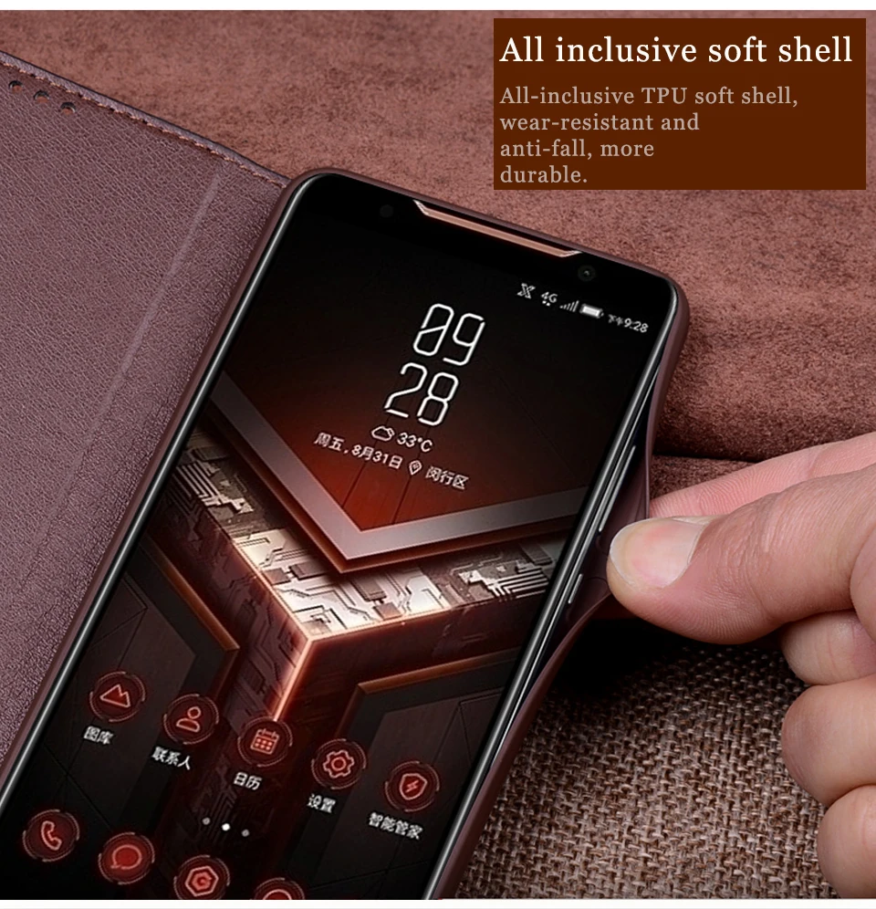 Чехол-книжка из натуральной кожи для ASUS ROG Phone ZS600KL, магнитный чехол для телефона ROG, 2 чехла, кожаный чехол, чехлы для телефонов, Fundas