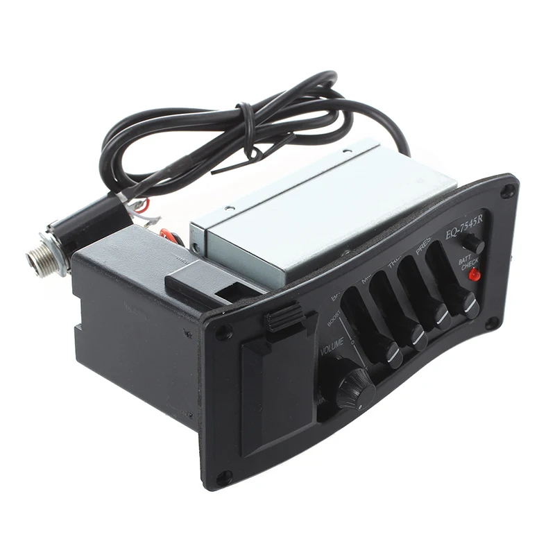 Полный комплект EQ Pre-Amp plus Pickup для акустической гитары 7545R-4 полосы плюс Colume управление, поставляется с батарейным боксом