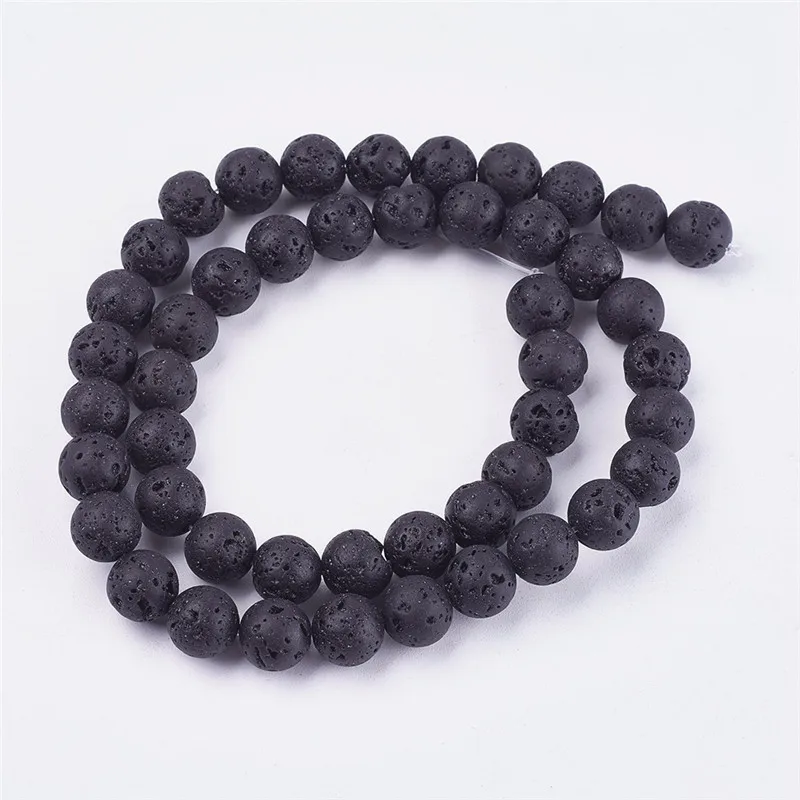 

8mm Round Natural Lava Stone Bead Strands for Jewelry Making DIY Hole: 1mm; about 50pcs/strand, 15.7"