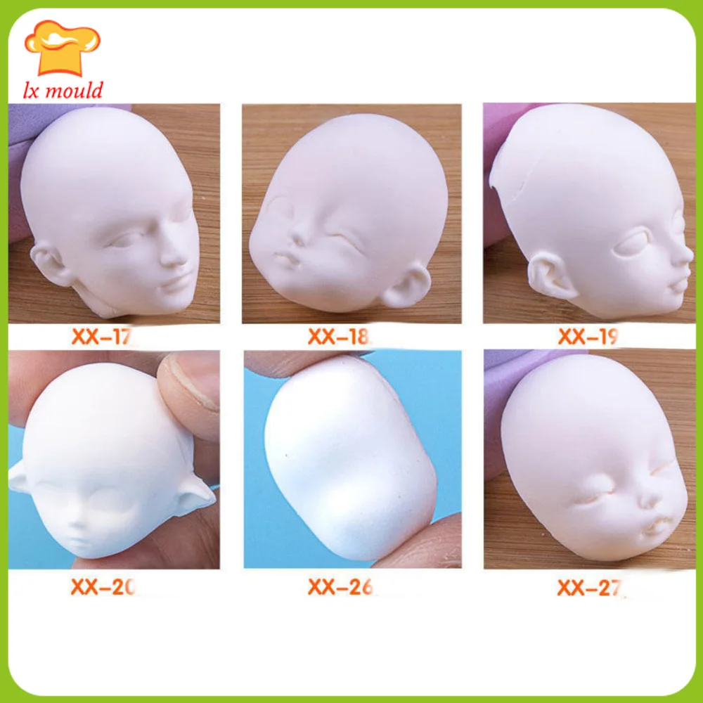Clay Soft Pottery Figure Face Silicone Molds Doll Shape Mould Baby Face Fondant Moulds
