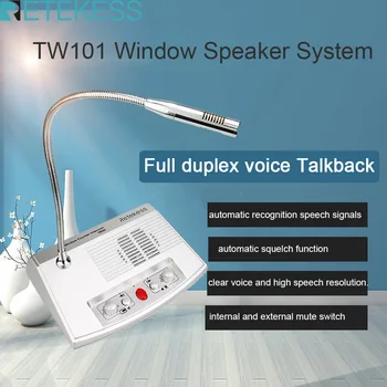 

Retekess TW101 3W 2 Way Window Intercom System Interphone Bank Speaker for Restaurant Office Pharmacy Station Hall Clinic