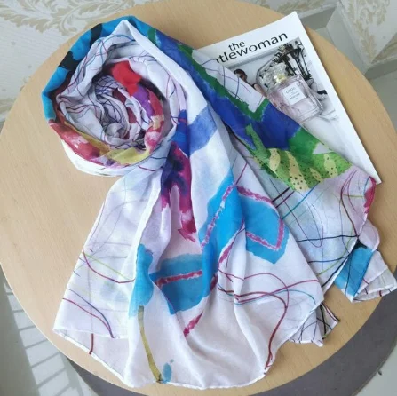 2p женский длинный красный шарф с геометрическим рисунком desigual на осень и весну, подарок на день рождения - Цвет: Тёмно-синий