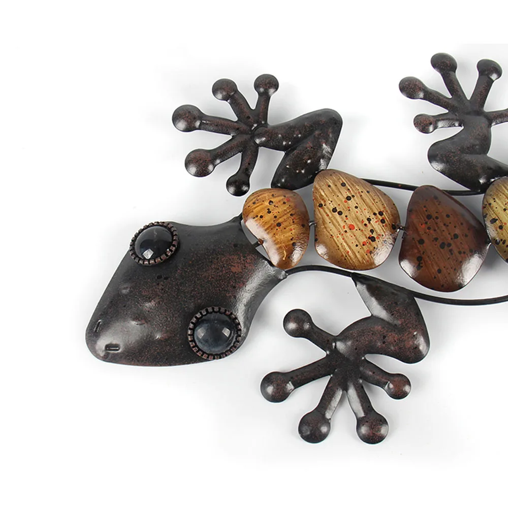 Home Decor Metal Gecko Wall for Garden Decoration Outdoor Statues Accessories Sculptures and Animales Jardin