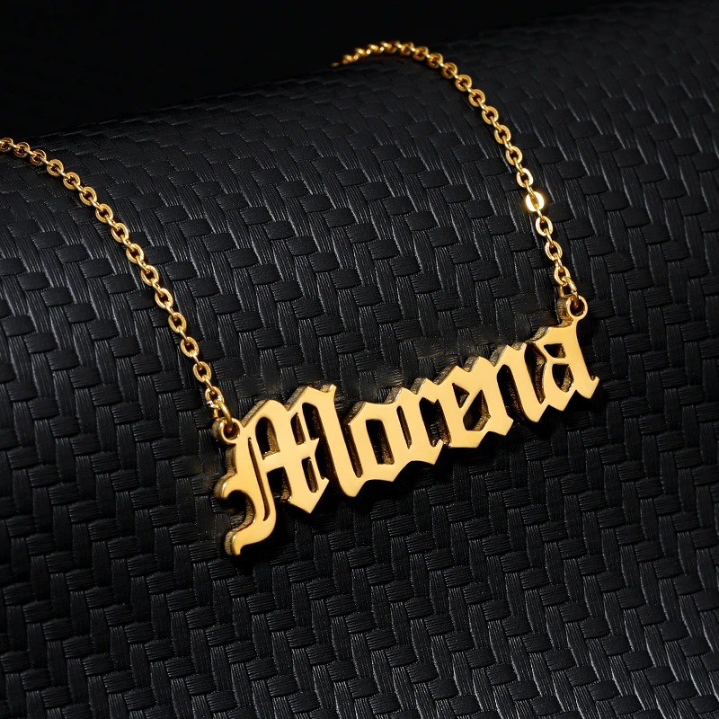 Personalized Name Necklace, Customized Nameplate Necklace, Custom Name Necklace, Old English style Custom Jewelry Bijoux Femme