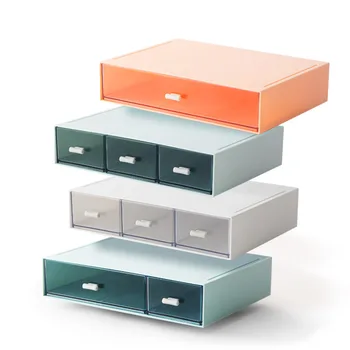 

Office Desktop Organizer Box Stackable Bathroom Cosmetics Storage Box Easy Pull Open Mask Box Jewelry Storage Accessories Case