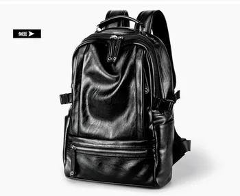 

New Student PU Leather Backpack Female Junior High School Male Leisure Travel Bag Sports Backpack Schoolbag