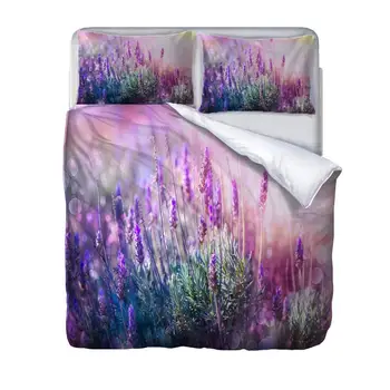 

2/3pcs lavender Soft 100% Polyester 3D Bedding Set Floral Printed Duvet Cover Set Twin Full Queen King Size Dropshipping Sj LY