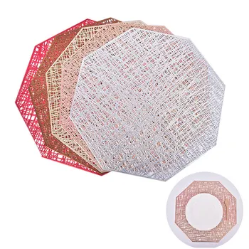 

1PCS PVC Placemats Octagonal Hollow Waterproof Non Slip Table Mats Heat-insulated Pad Coaster Decoration Placemat Modern Style