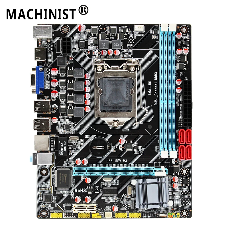 

MACHINIST H55 Motherboard socket LGA 1156 Supports DDR3 16G and I3/I5/I7 CPU PCI-Express USB2.0 Ports Mainboard Main Board