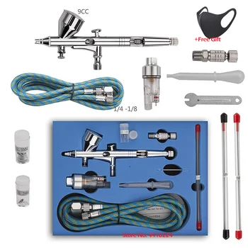 

Nail Polish Art Spray Gun Set with 0.2mm 0.3mm 0.5mm Nozzle Set Double Action multi-purposed Spray Gun Pneumatic Kit Oblique
