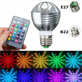 

3W/10W RGB Colorful Bulb E27 B22 Remote Control Lamp AC85-265V for Desk Lamps Table Lantern Spotlight Tubes Lighting