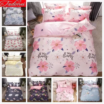 

New Fashion Pink Duvet Cover Bedding Set Adult Kids Girl Soft Cotton Bed Linen Single Full Queen King Size Bedspreads 180*220cm