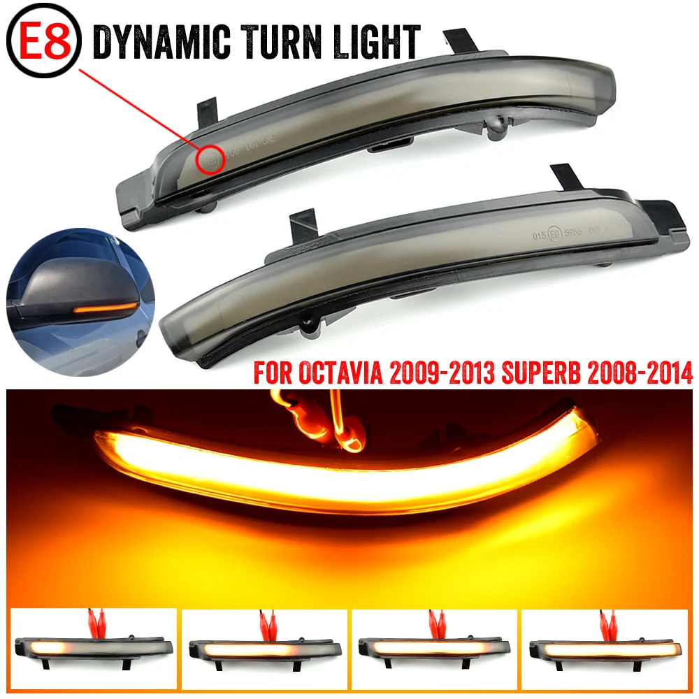 For Skoda Octavia MK2 1Z 09-13 Superb B6 3T 08-14 Car LED Dynamic Turn Signal Light Rearview Indicator Blinker Sequential Lamp | Автомобили