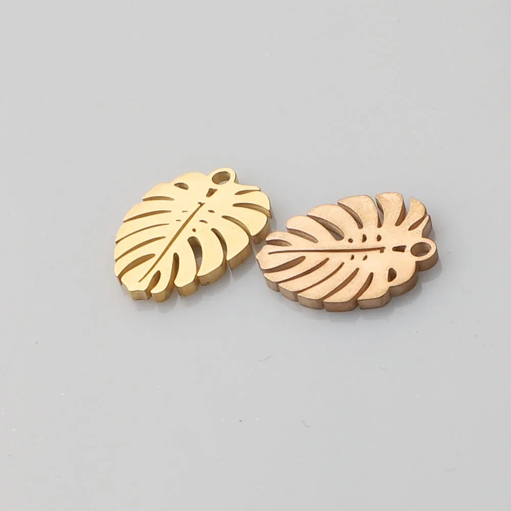 5pcs/lot Polishing Leaf Stainless Steel Decoration Pendant Connectors Bohemia Handmade Charm DIY Earrings Jewelry Making