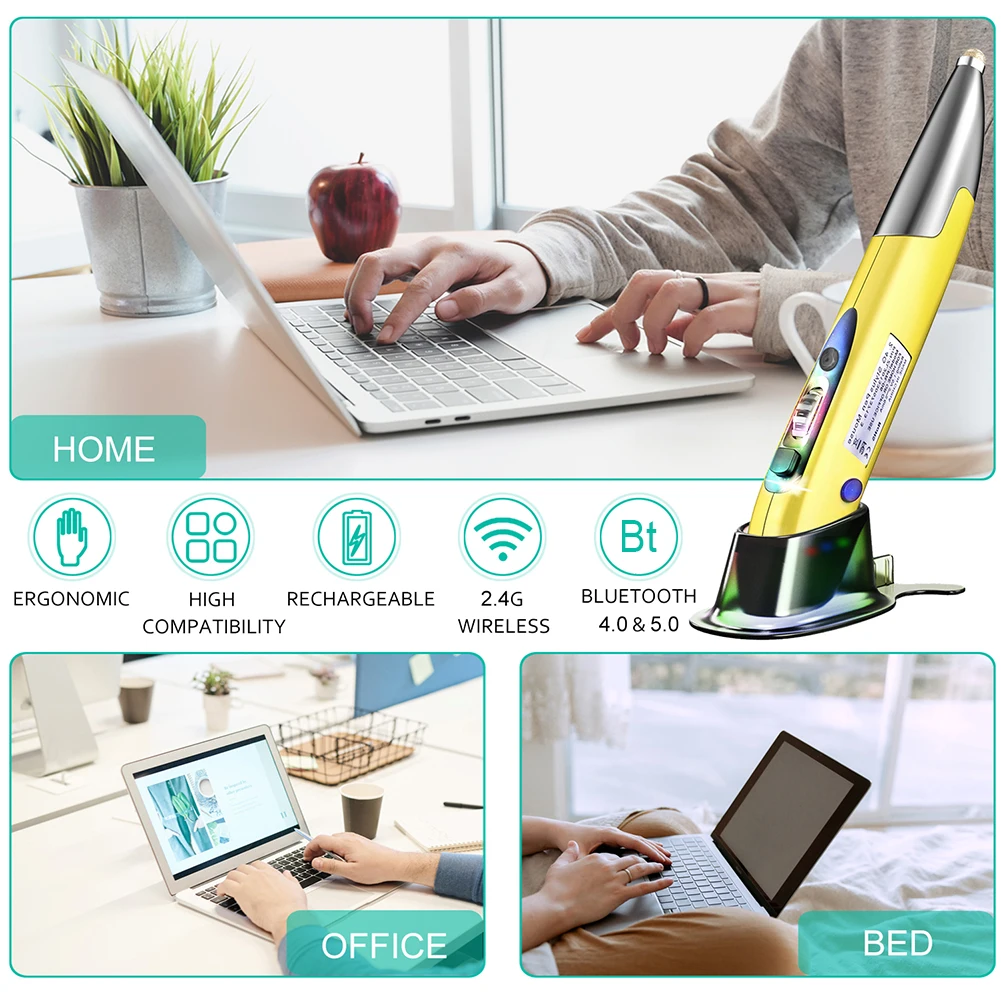 Мышь Компьютерная эргономичная Бесшумная беспроводная 2 4 ГГц USB Bluetooth |