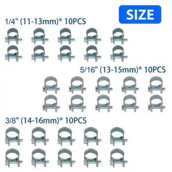 

Pipe Hose clamps Hose Clamps Fasteners Adjustable Auto 30 Pcs 1/4 3/8inch