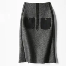 MEVGOHOT Женские винтажные Лоскутные Элегантные мини юбки с карманами, Женская плиссированная трикотажная юбка-труба, сексуальная офисная юбка-Русалка HD2796