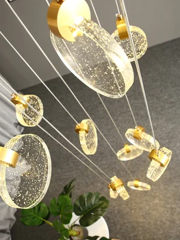 

Modern Luxury LOFT Spiral Staircase Chandelier K9 Crystal LED Chandelier Villa Lobby Ceiling Hanging Light Hotel Decor Droplight