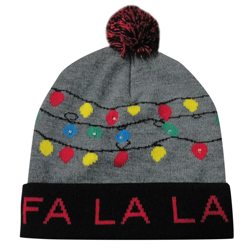 Feitong/ светодиодный Рождественский головной убор, шапочка, свитер, Рождественская Шляпа Санты, светящаяся вязаная шапка для детей, взрослых, для рождественской вечеринки, 9M35