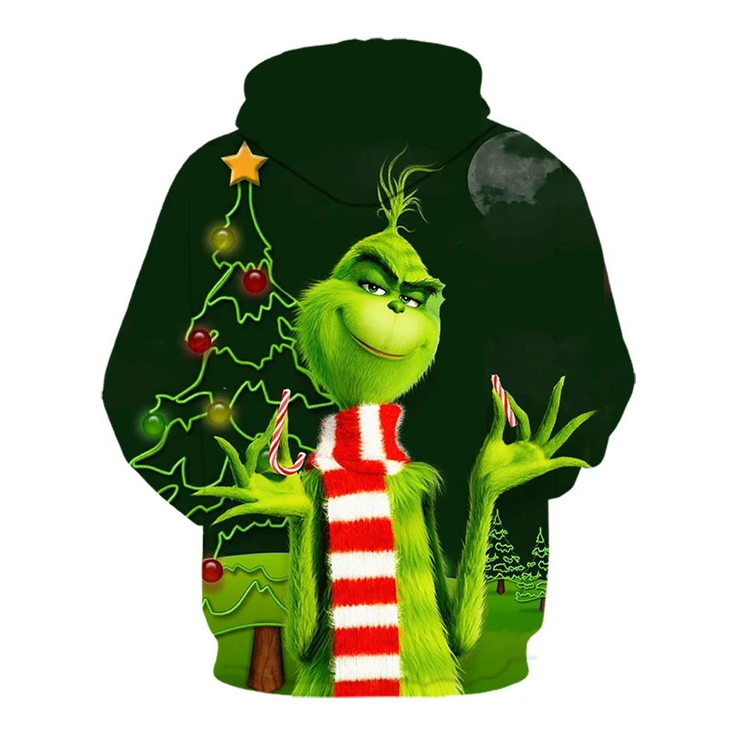 Толстовки с капюшоном с 3D принтом «Grinch»; зеленый, зеленый; детская толстовка с капюшоном с изображением монстра; сезон осень-зима; модная Рождественская Спортивная одежда для девочек; уличная одежда