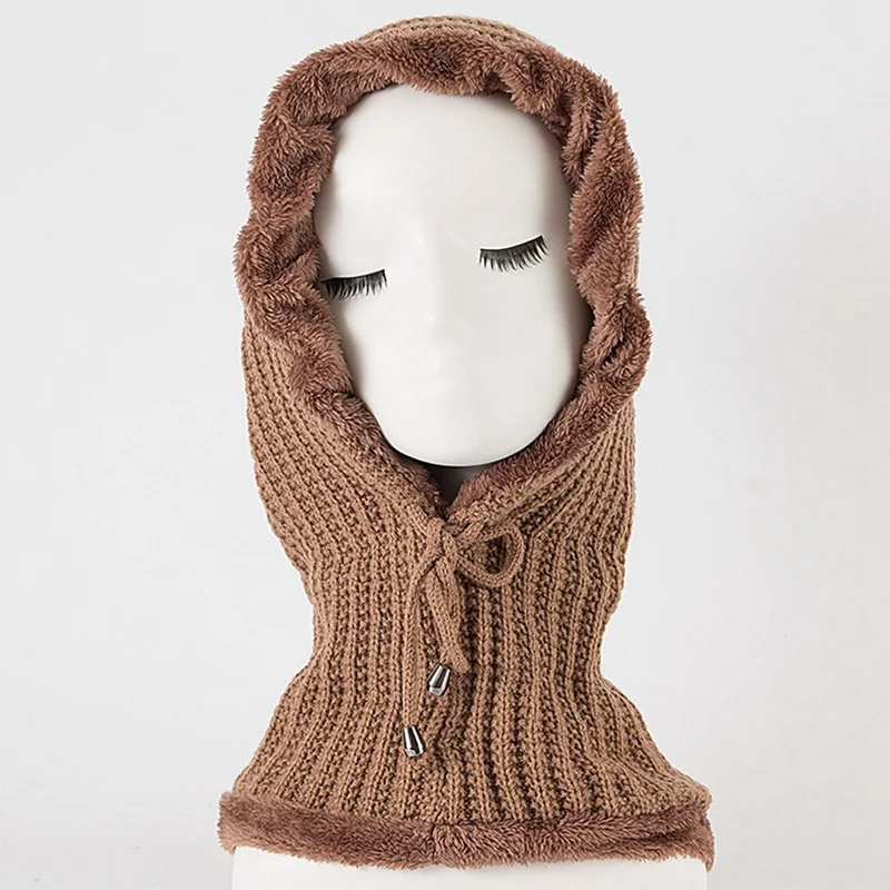 Женская вязаная шапочка-шарф, набор Skullies Beanies, Зимние головные уборы для мужчин и женщин, однотонная шапка, шапка
