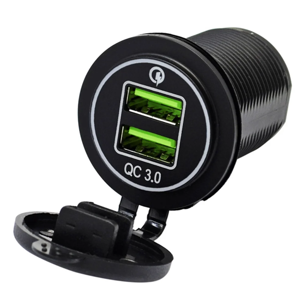Быстрое зарядное устройство 12В QC3.0 USB для автомобиля мотоцикла прикуривателя