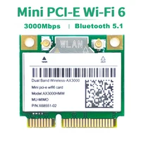 ミニWi-Fiワイヤレスカードリーダー,6 3000mbps,bluetooth 5.1,x3000hmw MPE-AX3000H,intel ax200用,wifiデバイス802.11ax/ac 2.4g/5ghz