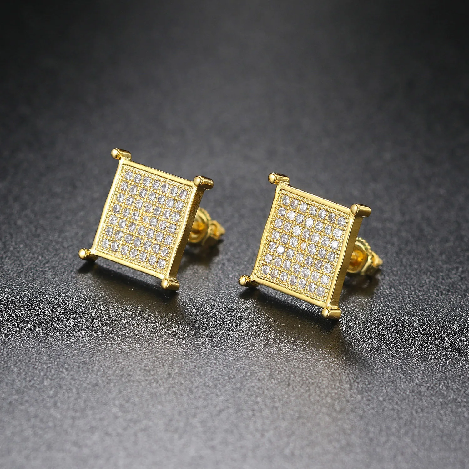 

Cubic Zirconia Bling Iced Out Earring Gold Plating Earrings for Men Women Hip Hop Fashion Jewelry Stud Earrings Gifts Wholesale