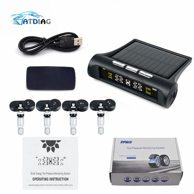 Солнечная система контроля давления в шинах TPMS, система контроля давления, интеллектуальная Предупреждение, экономия топлива, 4 датчика tpms