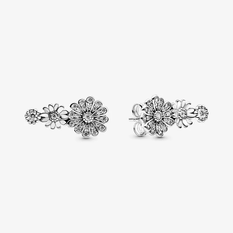Fashion-100-925-Sterling-Silver-Earrings-Sparkling-Daisy-Flower-Trio-Stud-Earrings-Women-Sterling-Silver-Jewelry
