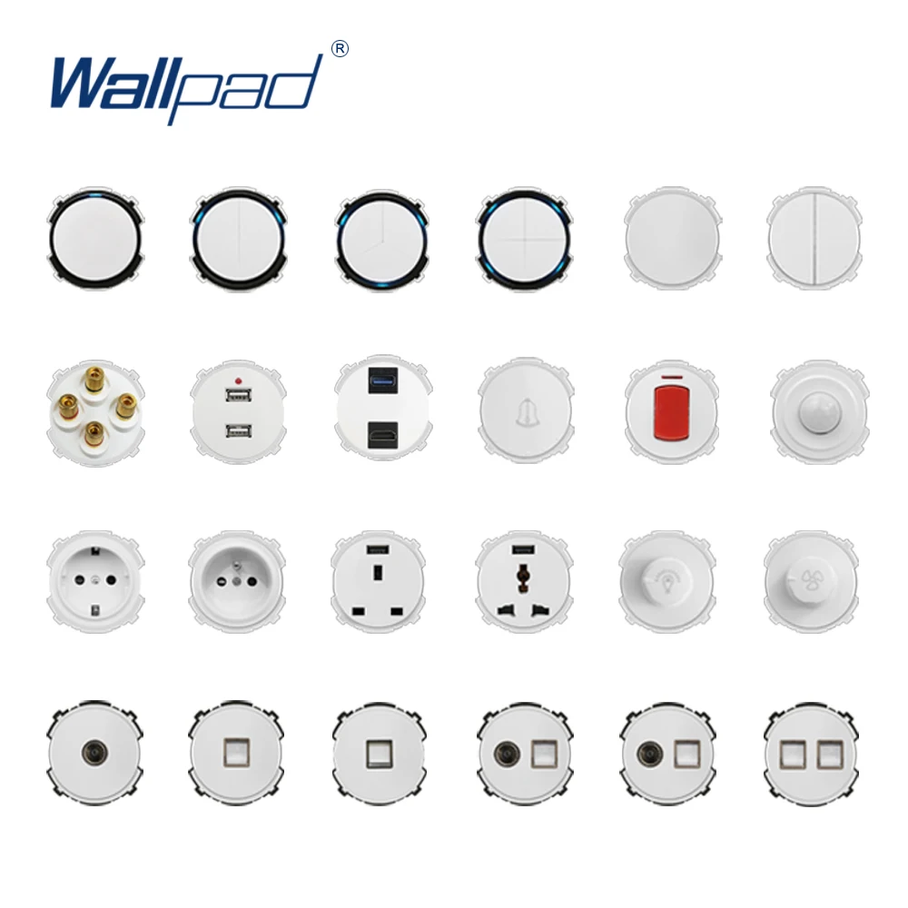 Wallpad White Wall Light Switch LED Indicator Wall Power Socket Electrical Outlet Function Key Only DIY Free Combination afbeelding