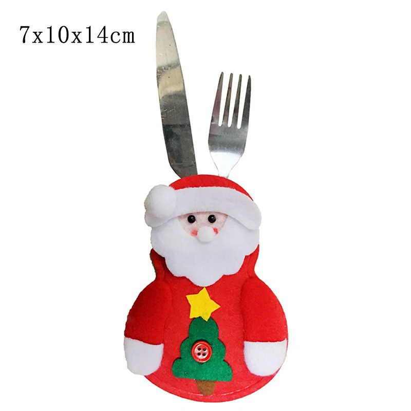 Santa 7x10x14cm Рождественский нож для украшения и вилки крышка льняная кружевная украшенная посуда держатель для столового серебра Рождественский ужин украшение стола - Цвет: Santa 7x10x14cm