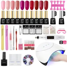 COSCELIA 6, 10 цветов, Маникюрный набор Комплект гель-лаков для ногтей гель для снятия с 36 Вт УФ/светодиодный Сушилка для ногтей, сушилка для нейл-арта