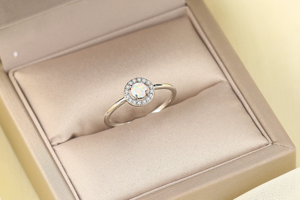 ZHOUYANG Ring For Women 4mm Small OPAL STONE Simple Style Silver Color Finger Ring Fashion Jewelry Gift For Girls ZYR848 ZHOUYANG Ring For Women 4mm Small OPAL STONE Simple Style Silver Color Finger Ring Fashion Jewelry Gift For Girls ZYR848