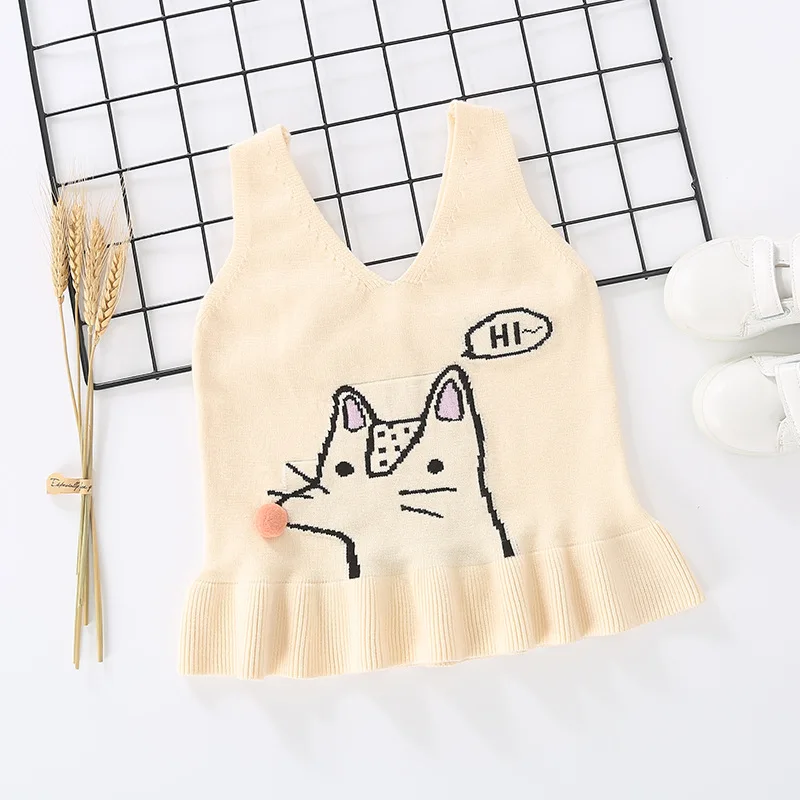 

Shop Agent Core-Spun Yarn V-neck Cartoon Girls Autumn Clothing 2019 New Style Fox Kids' Sweater Waistcoat