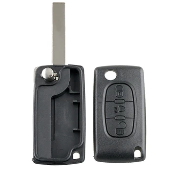 

New 3 Button Key Folding Car Key Case Remote Control Shell With Embryo For Peugeot Citroen